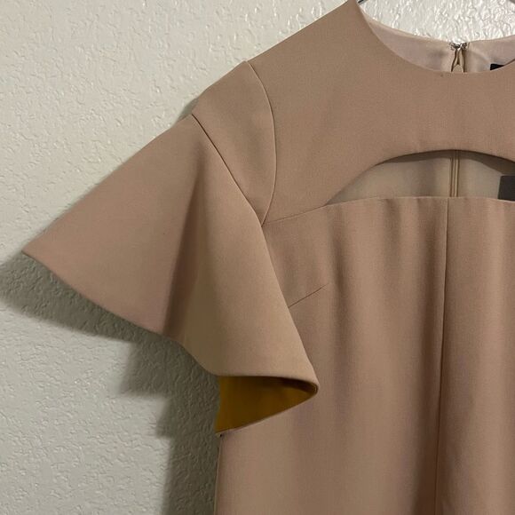 Peggy Hartanto Dress Mod Exaggerated Ruffled Sleeves Babydoll Dress Tan Size 2 - Picture 11 of 15